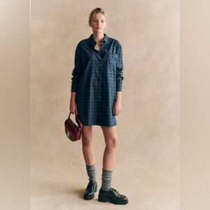 Plaid Shirt Dress in Blue